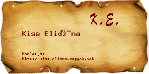 Kiss Eliána névjegykártya
